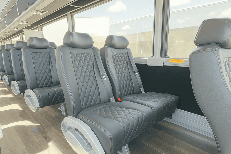 interior of Coach Bus San Leandro charter bus